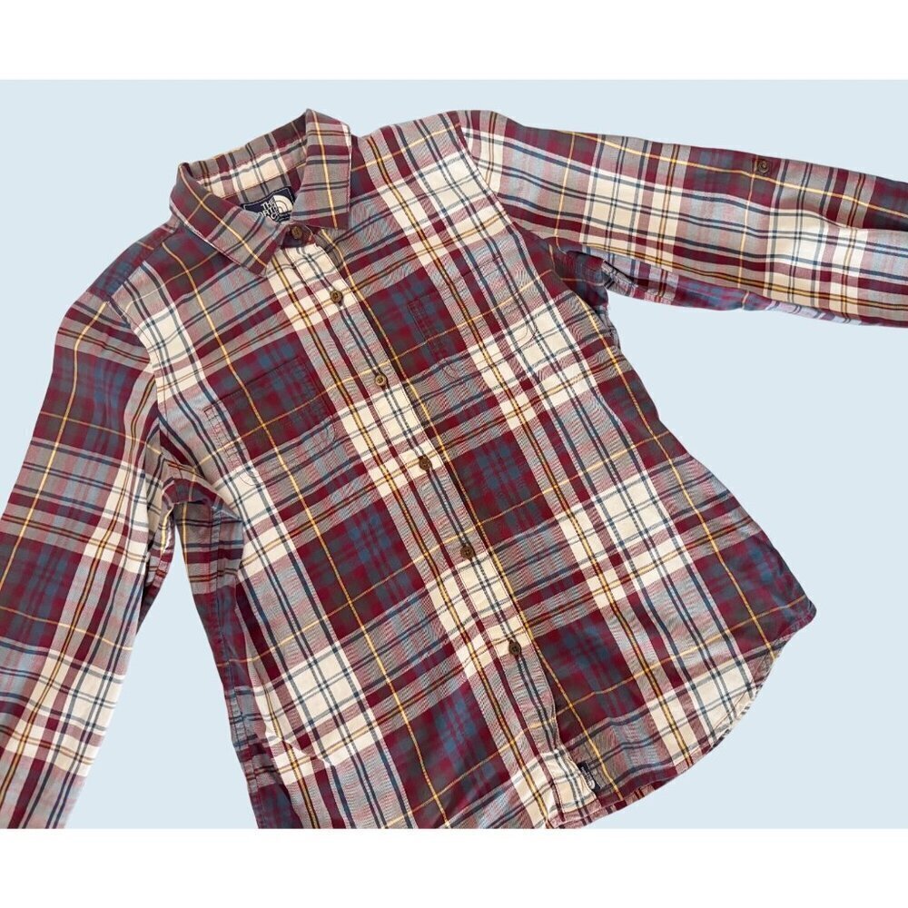 The North Face Plaid Full Button Shirt Top Size Small